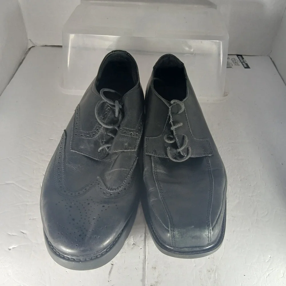 Rockport Lexington 2 Oxford Shoes 13 Black Leather Wingtip Square Toe Dress X809